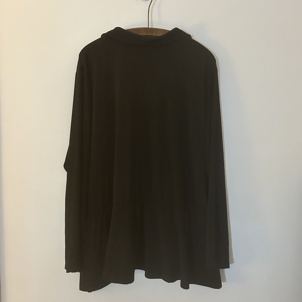 Susan Graver 3X Faux Wrap‎ Side Tie Peplum Top-Liquid Knit-Classic-Minimalist - Picture 7 of 10